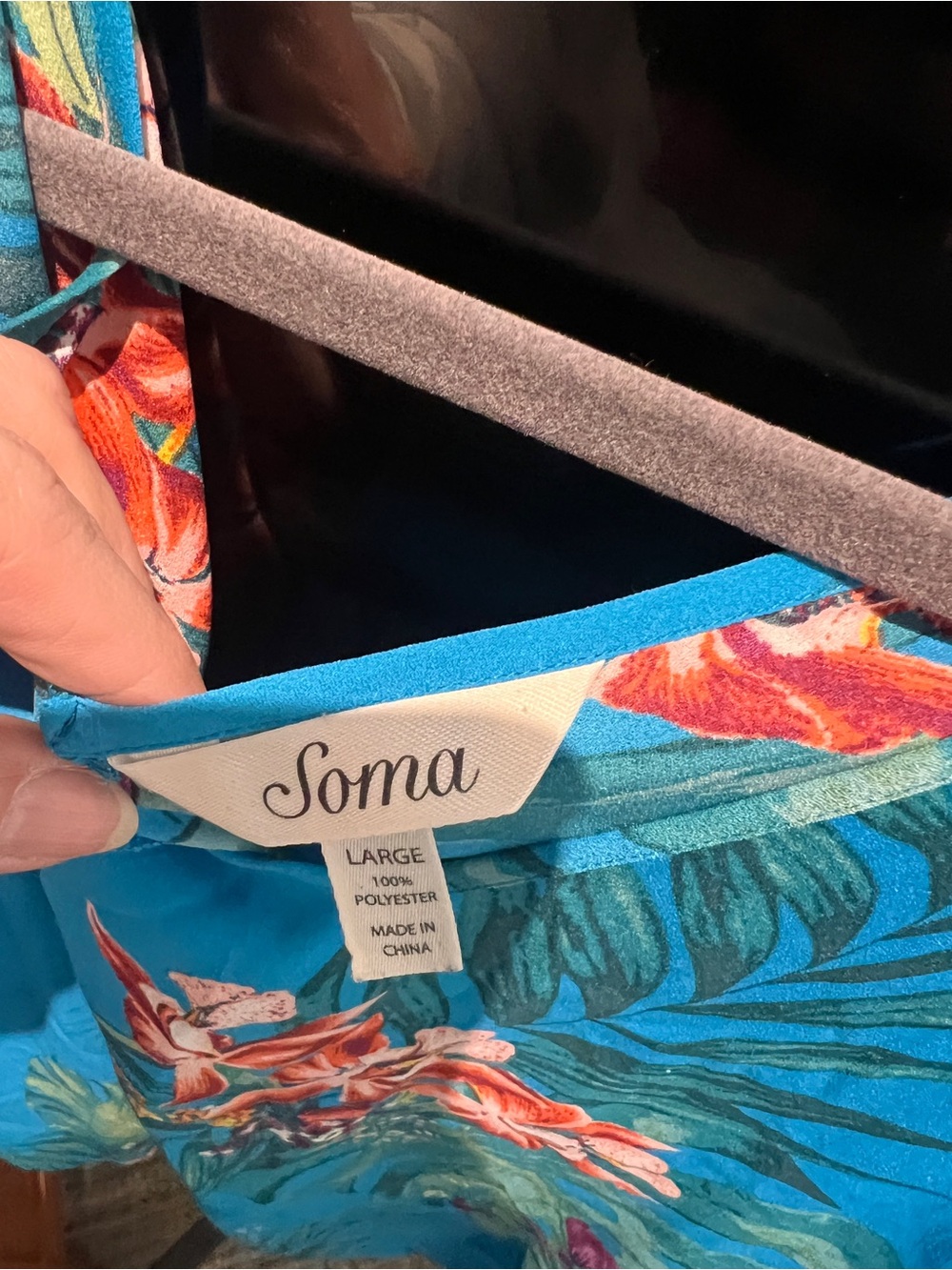 Soma Tropical Floral V-Neck Lounge Set - Turquoise - Picture 5 of 5